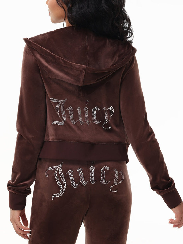 'Juicy' Bling Velour Hoodie & Track Pants Set-Luxandluxy