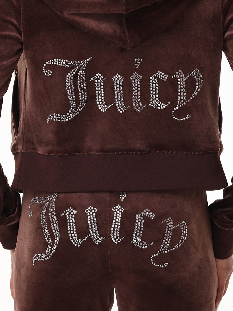 'Juicy' Bling Velour Hoodie & Track Pants Set-Luxandluxy