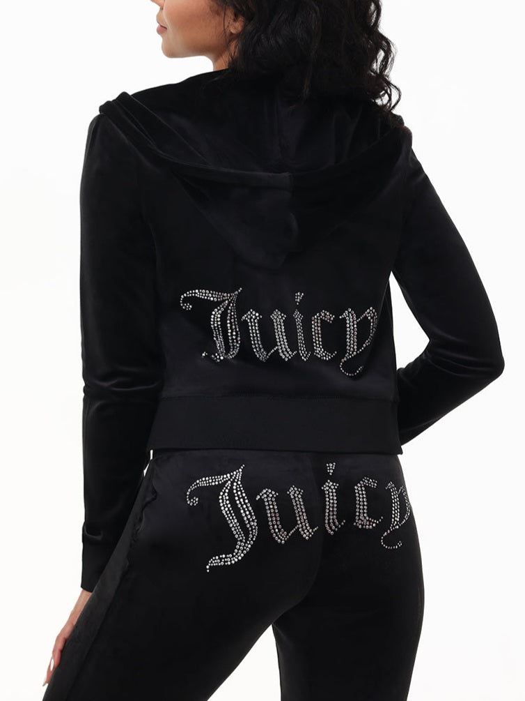 'Juicy' Bling Velour Hoodie & Track Pants Set-Luxandluxy