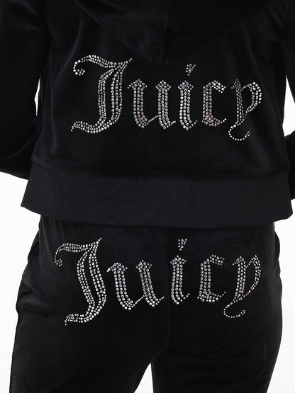 'Juicy' Bling Velour Hoodie & Track Pants Set-Luxandluxy