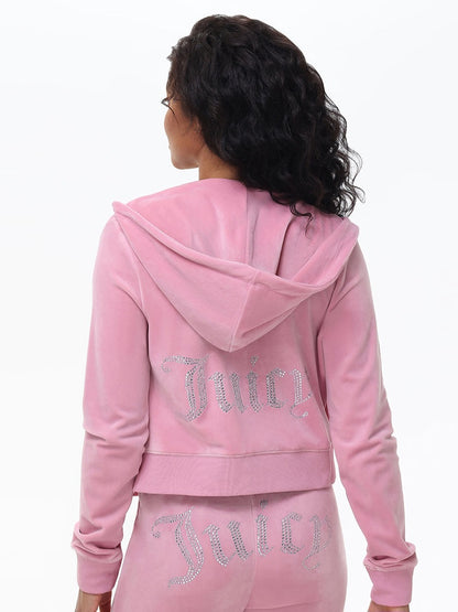 'Juicy' Bling Velour Hoodie & Track Pants Set-Luxandluxy