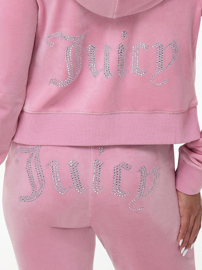 'Juicy' Bling Velour Hoodie & Track Pants Set-Luxandluxy