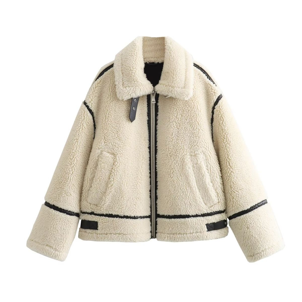 Faux Fur Biker Zipper Jacket