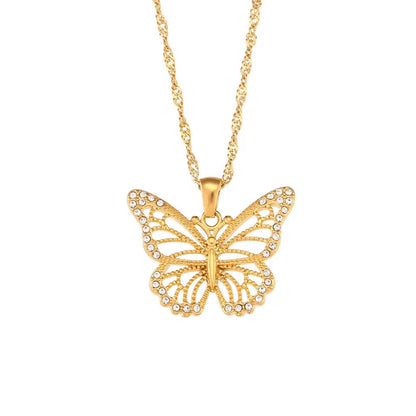Dainty Butterfly Gold Zircon Necklace