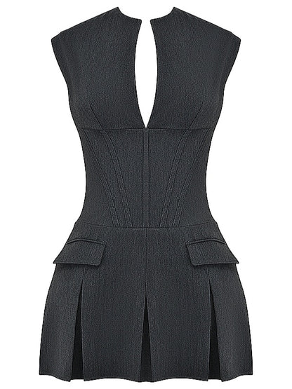 Eleanor Charcoal Pleated Corset Dress