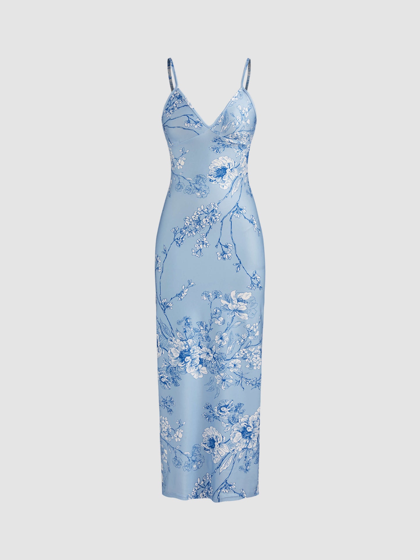 Blue Blossom V-Neck Cami Maxi Dress