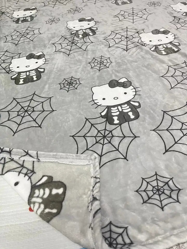 Halloween Hello Kitty Skeleton Web Blanket