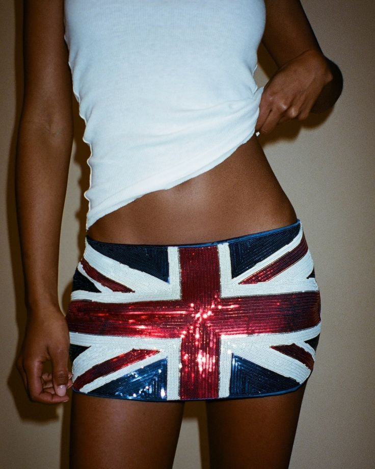 Union Jack Sequin Mini Skirt