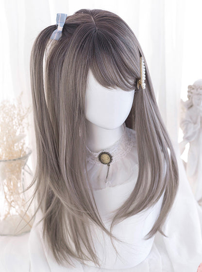 Gray Ombre Bangs Long Bob Wig