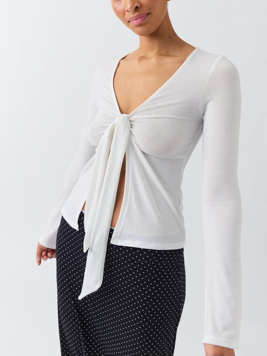 Tie Front Long Sleeve Top