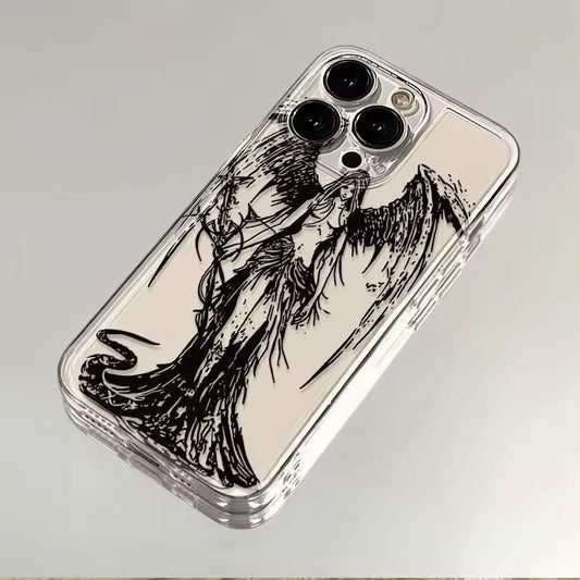 Dark Angel Sketch Clear iPhone Case