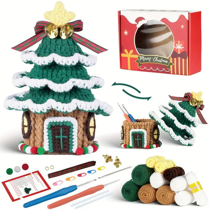 Christmas Tree House Crochet Pattern DIY Kit with Tutorials
