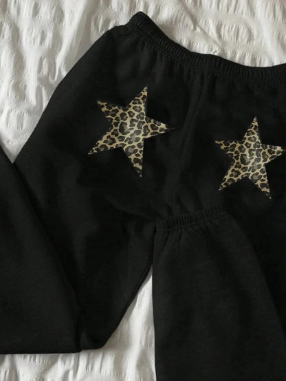 Leopard Double Star Patch Sweatpants