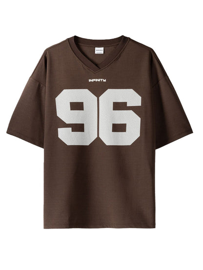 Brown Oversized '96' Jersey T-Shirt