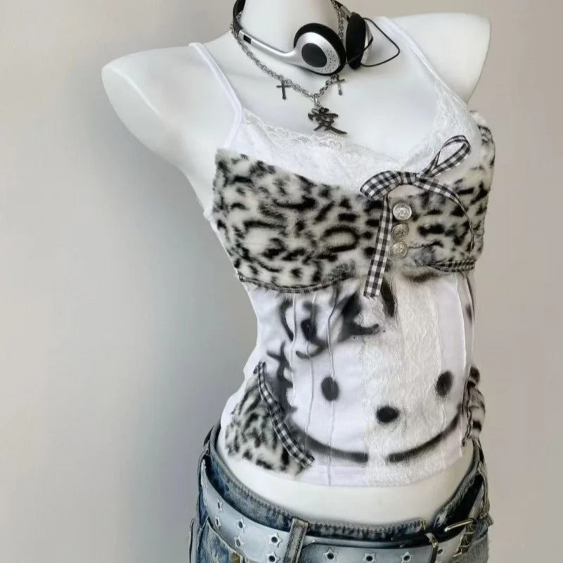 Hello Kitty Leopard Print Lace Cami Top