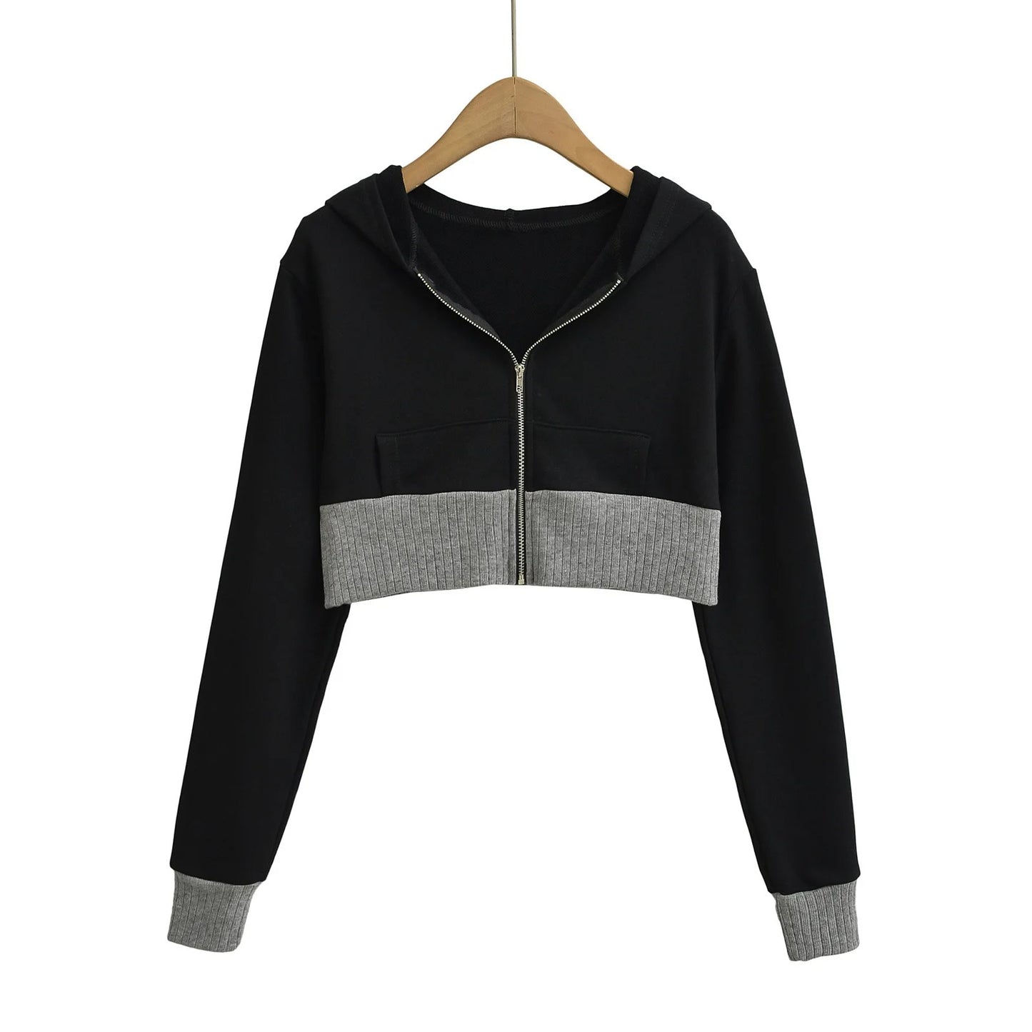 GossipGirl Contrast Crop Hooded Top & Skirt Set