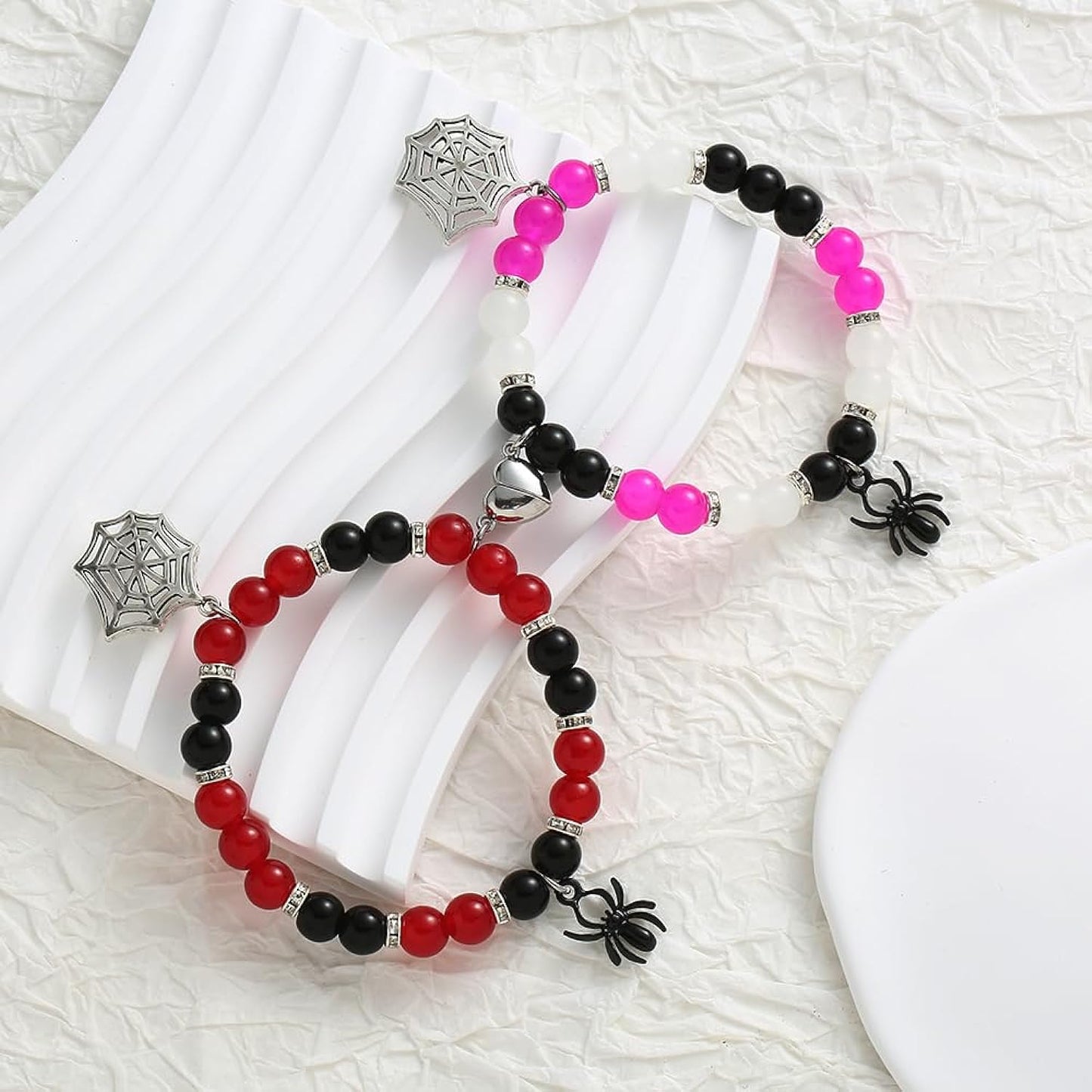 Gwen & Spidey Web Magnetic Beaded Couples Bracelets