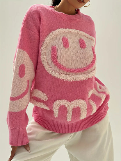 Smile Face Crew Neck Sweater
