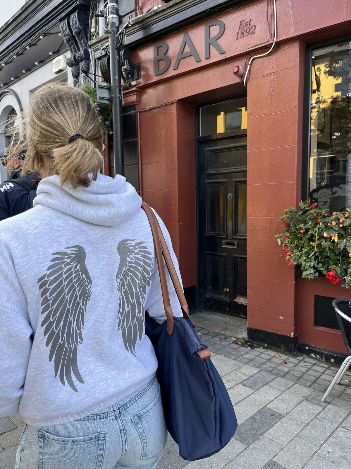 Grey Angel Wings Graphic Hoodie