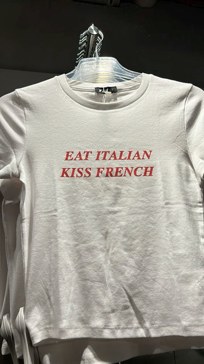 "Eat Italian Kiss French" Baby Tee