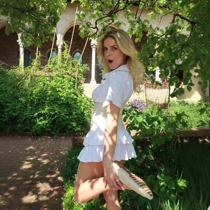 Collar Fitted Frill Dress