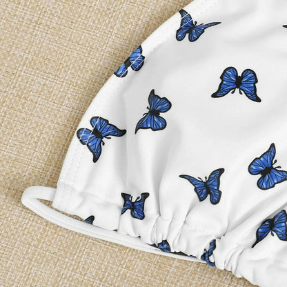 Cute Butterfly Pattern Cheeky Cut Triangle Bikini Set