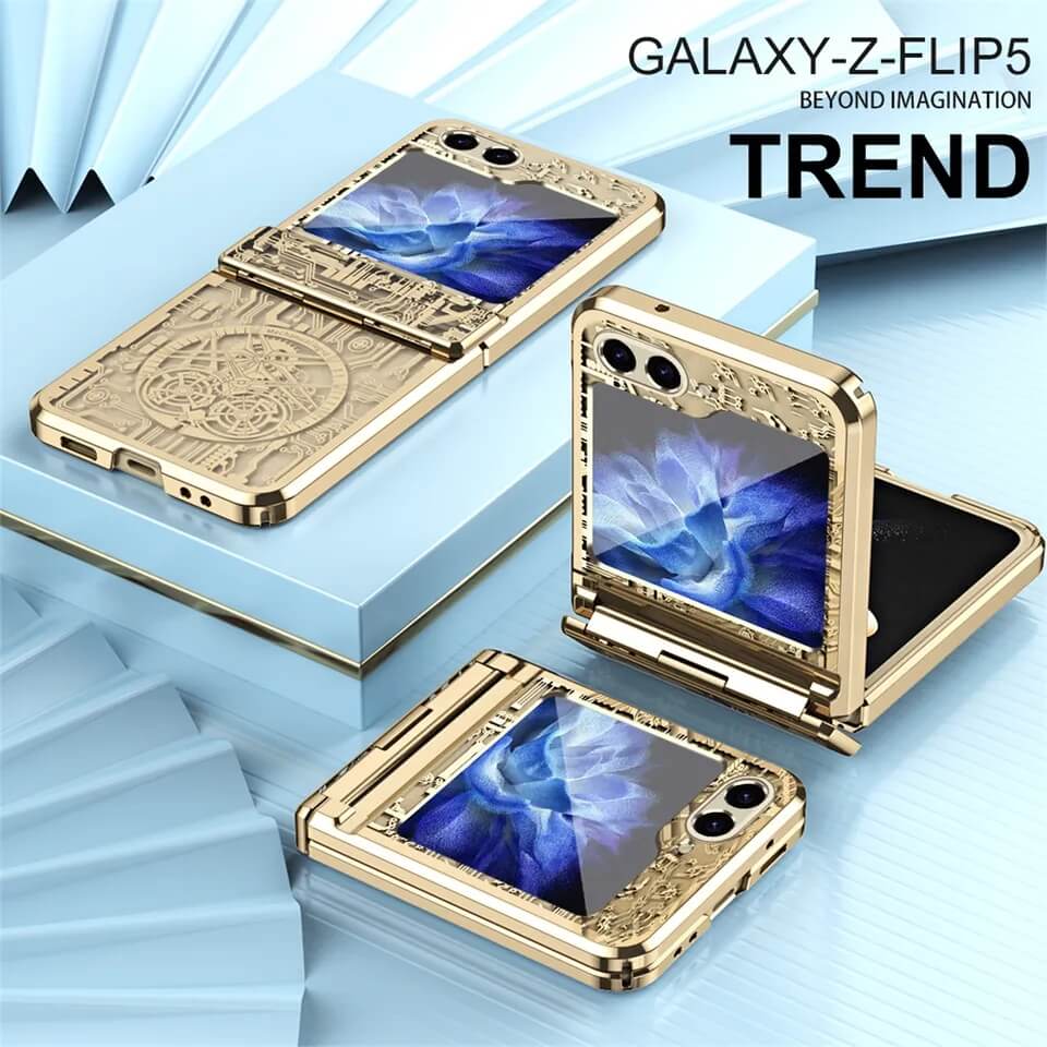 Z Flip 5 Gold Circuit Case - Luxandluxy