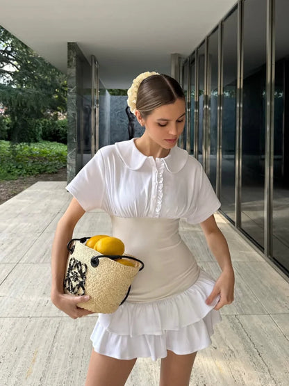 Collar Fitted Frill Dress