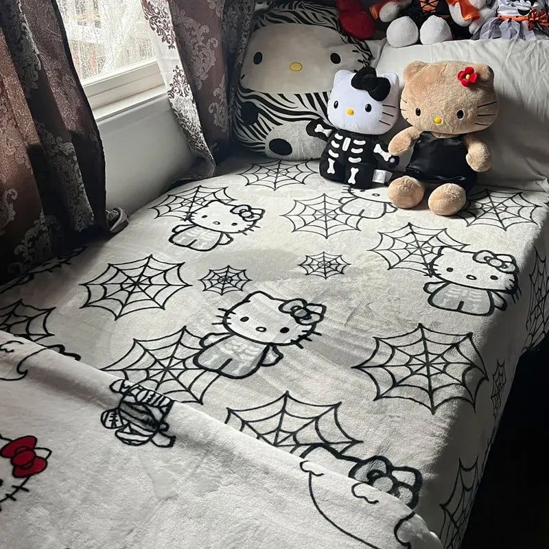 Halloween Hello Kitty Skeleton Web Blanket