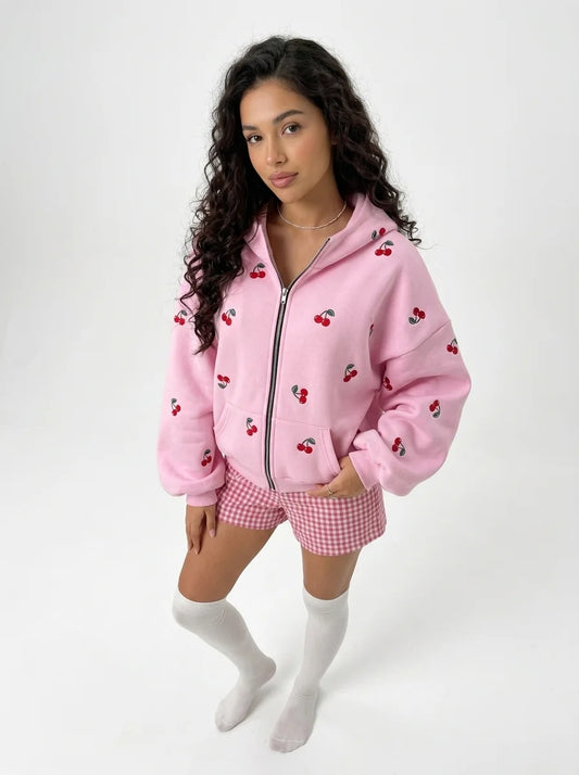 Cherry Drop Zip Hoodie