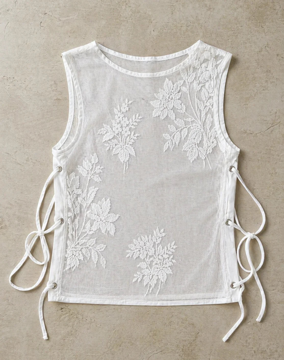 Alabaster Floral Sheer Top