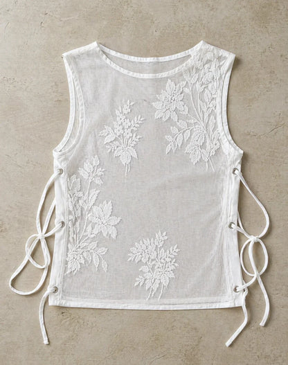 Alabaster Floral Sheer Top