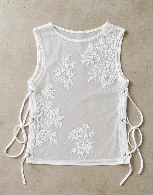 Alabaster Floral Sheer Top