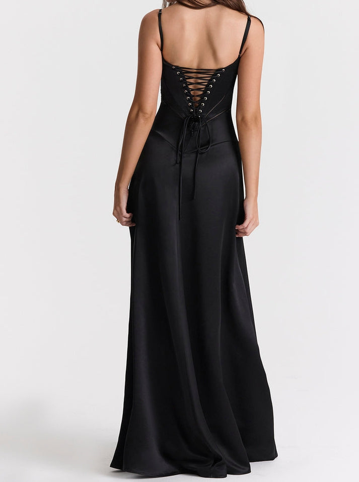 Navala Lace Maxi Dress - Black