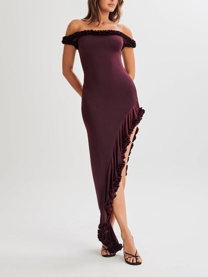 Arielle Off Shoulder Ruffle Midi Dress