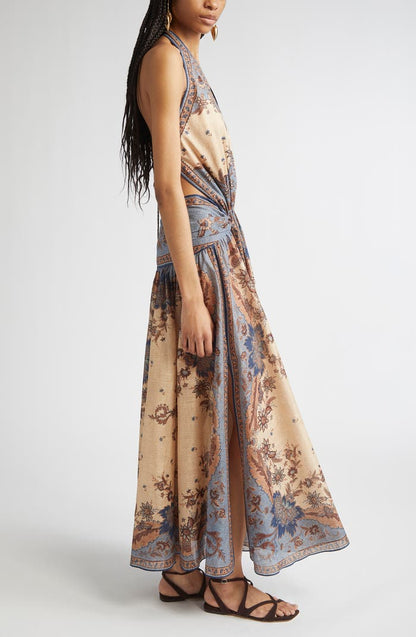 Ascension Paisley Floral Halter Neck Maxi Dress