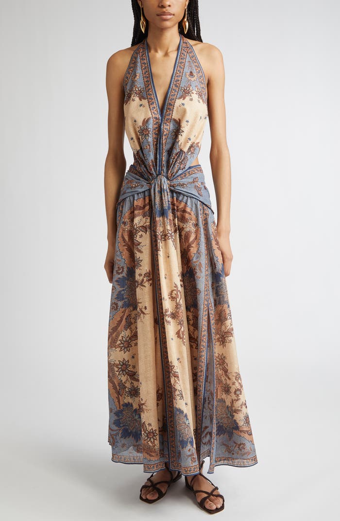 Ascension Paisley Floral Halter Neck Maxi Dress