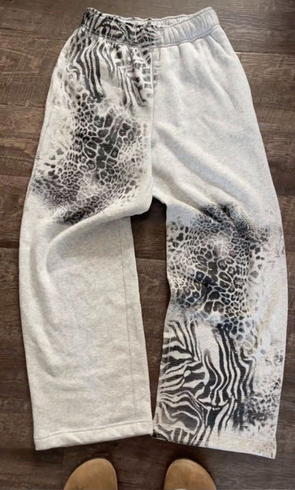 Ash Zebra Leopard Sweatpants