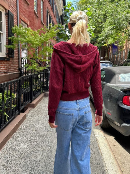 Ayla Cable Knit Zip Up Hoodie