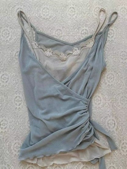 Azure Draped Cami Wrap Top