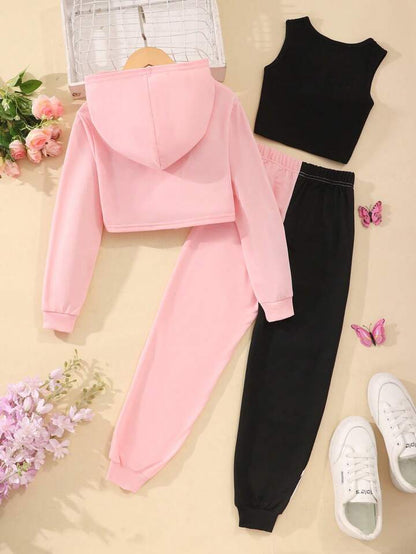 'Baby' Hoodie Tank Top Sweatpants 3pcs Set