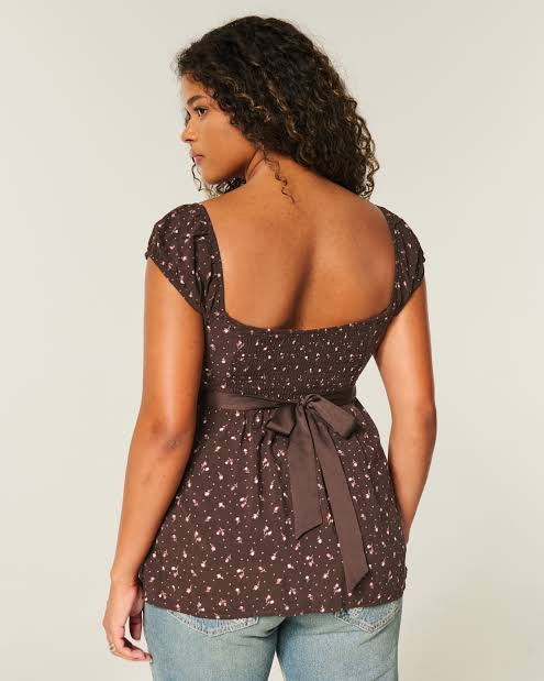 Babydoll Ribbon Polka Dot Top