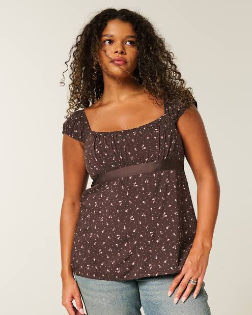 Babydoll Ribbon Polka Dot Top
