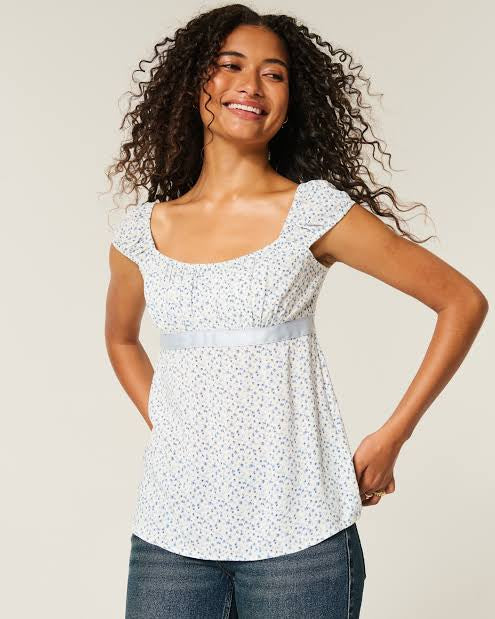 Babydoll Ribbon Polka Dot Top