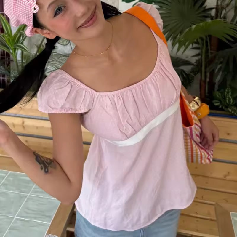 Babydoll Ribbon Polka Dot Top