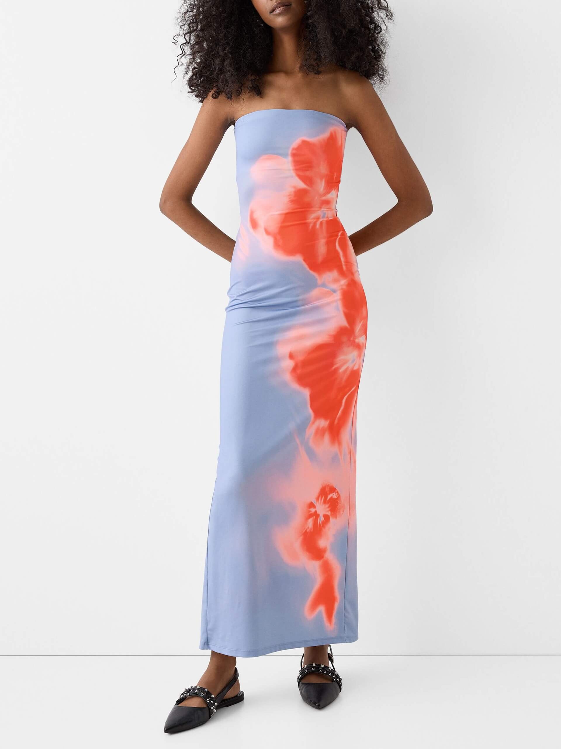 Bershka Bandeau Neckline Midi Dress – Luxandluxy