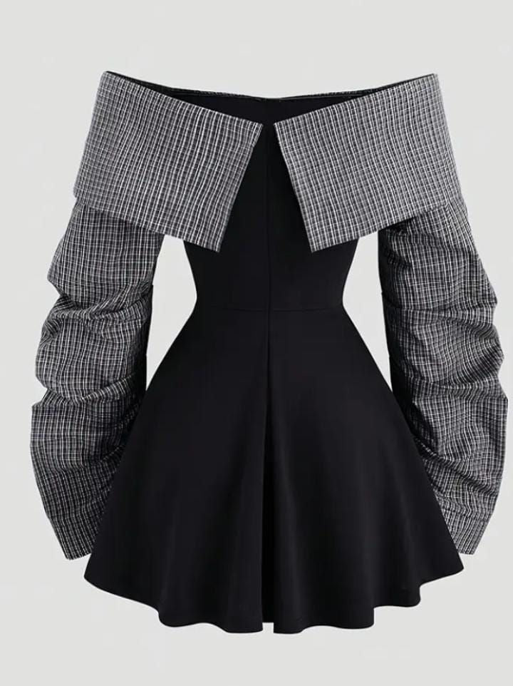 Bardot Off-Shoulder Ruched Sleeves Mini Dress
