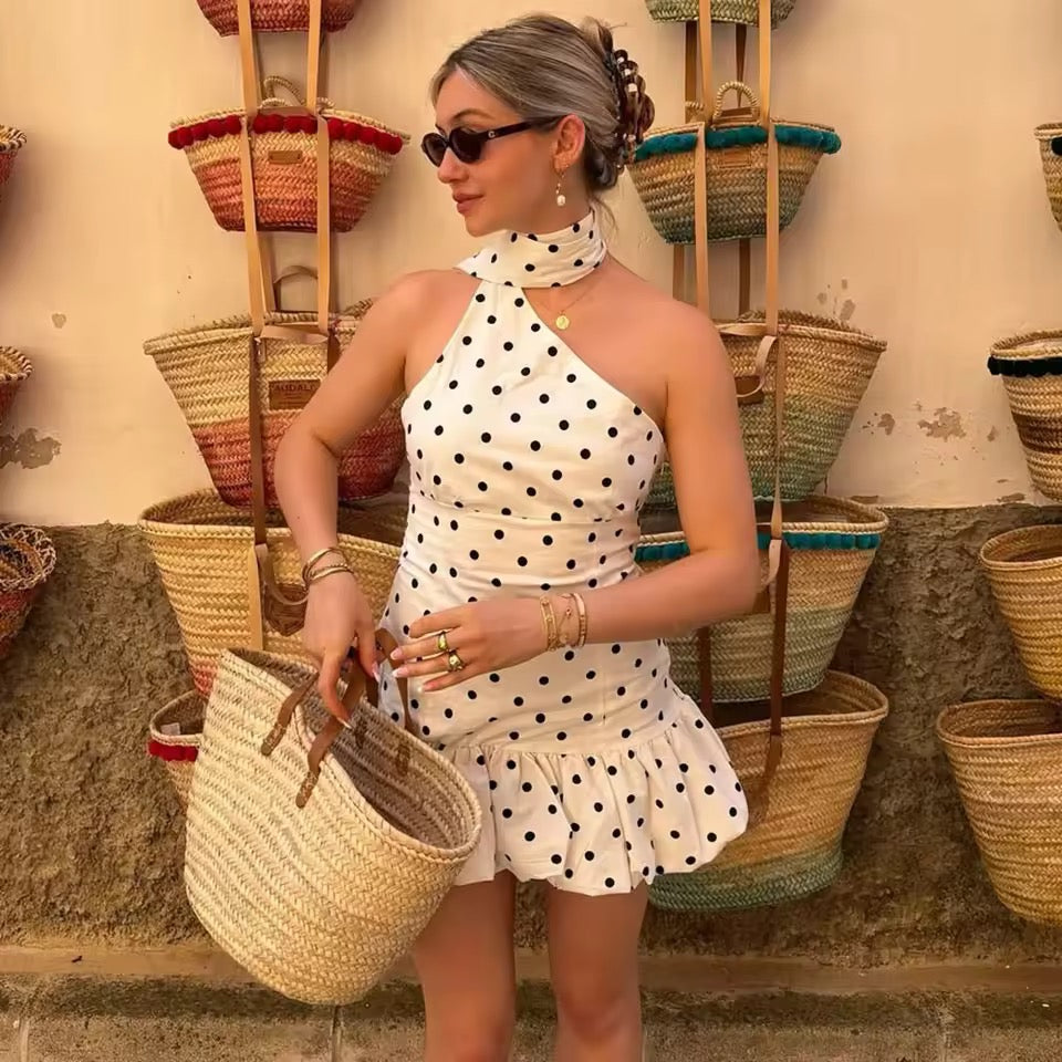 Belina Scarf Polka Dot Mini Dress