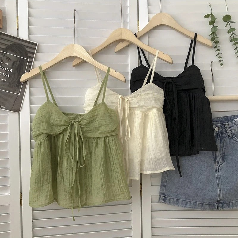 Bethany Tie-Front Mesh Cami Top