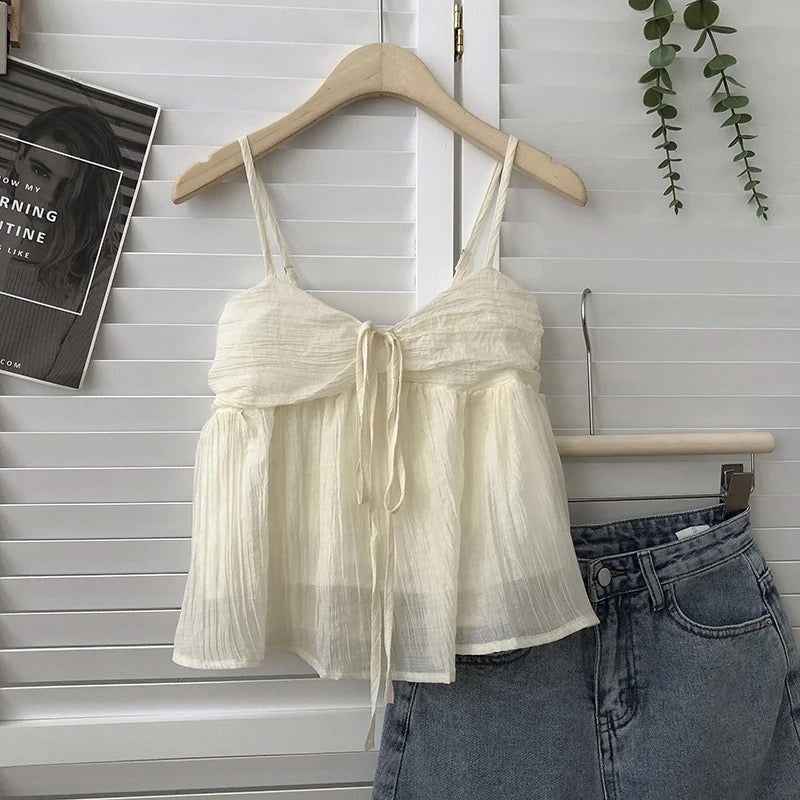 Bethany Tie-Front Mesh Cami Top